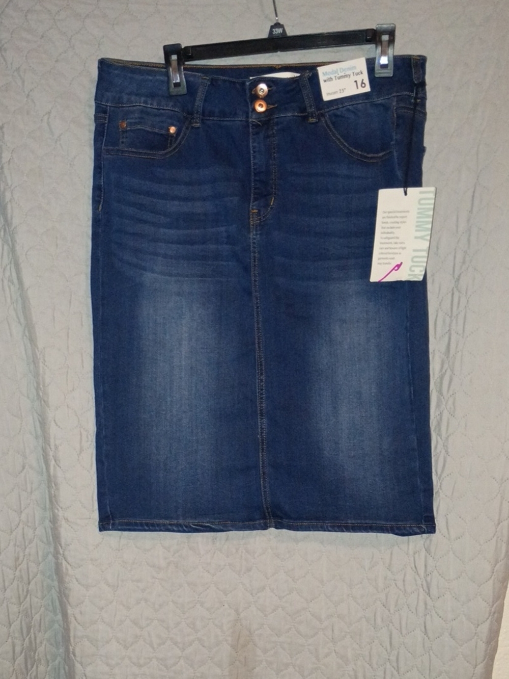 Women’s Straight Leg Jeans Skirt in Dark Blue Denim